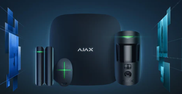 Ajax wireless alarm hub, motion detector and door sensors