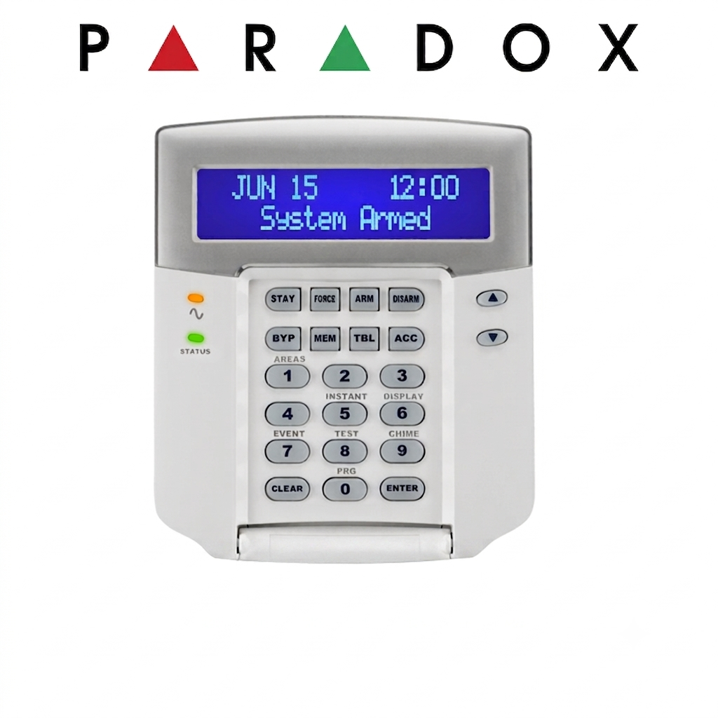 Paradox alarm keypad with arm, disarm, stay and force options